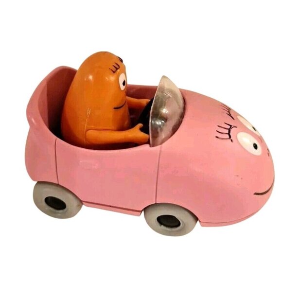 Motorama Other - Barbapapa Driving Pink Car 3" Vintage Missing 1 Wheel Motorama Toy Vehicle